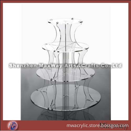 Clear Round Finely Designed Acrylic 4 Tiers Cup Cake Display Stand Rack